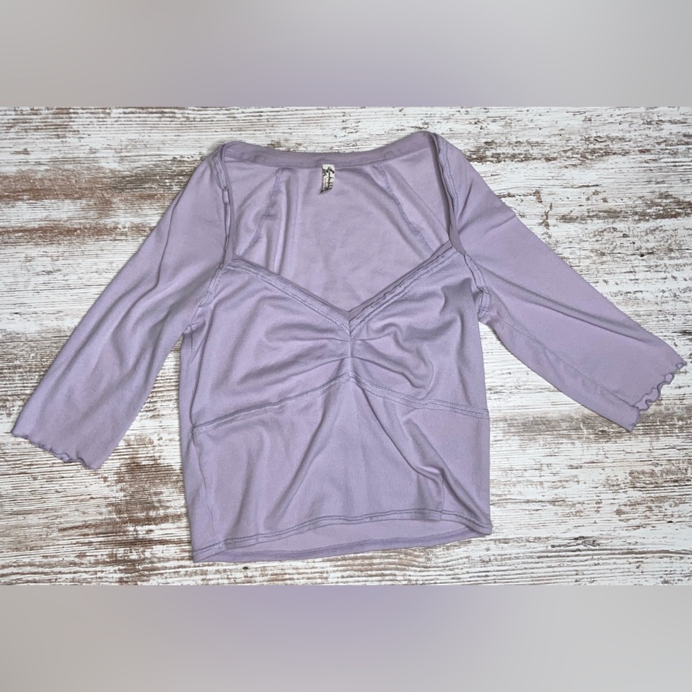 Free People Lavender Cami Crop Top sz Medium GUC! 1/2 sleeve
